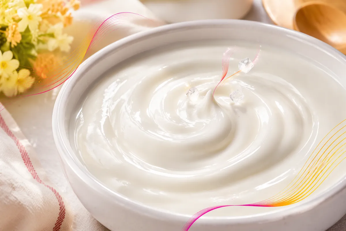 Bowl of smooth stirred yogurt, the cultured dairy format lactase is used in